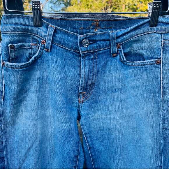 7 For All Mankind Low Rise‎ Jeans Women Size 28 Blue Cotton Distressed - Picture 3 of 12